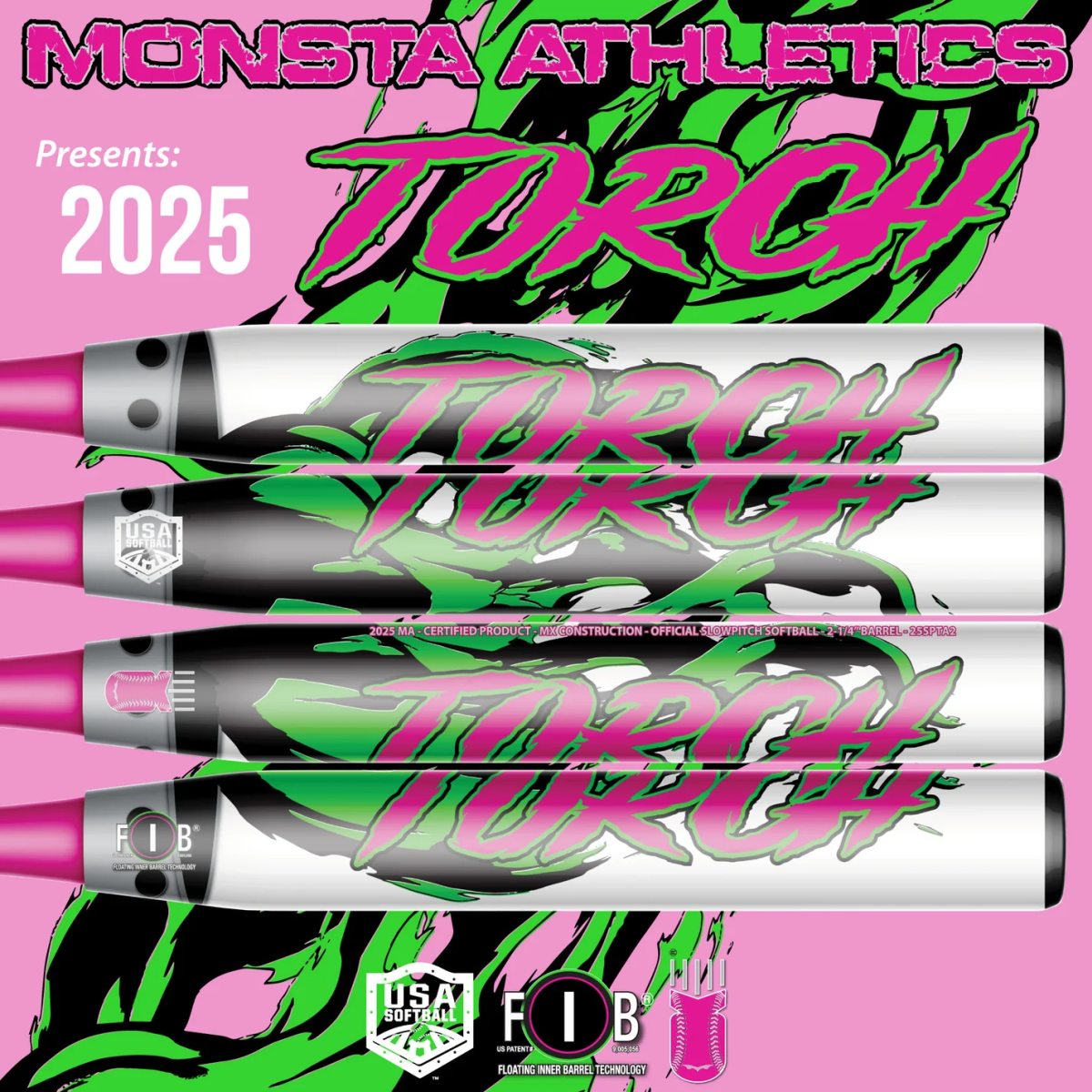 Batte De Softball Monsta MX Torch 26 Oz - Modèle 2025, USA/ASA, Poignée Alliage, Neuve
